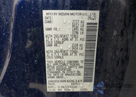 2023 Nissan Frontier Sv 4X2 z USA, uszkodzony, nr VIN 1N6ED1EJ6PN606348